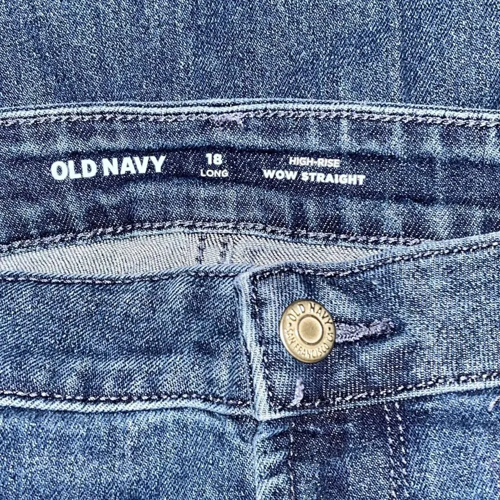 Old Navy Wow Straight High Rise Jeans Sz 18 Long Blue Stretch Denim Classic Fit